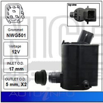 Hyundai Getz TB 11/2002-08/2011 Windscreen Washer Pump 5mm Outlet