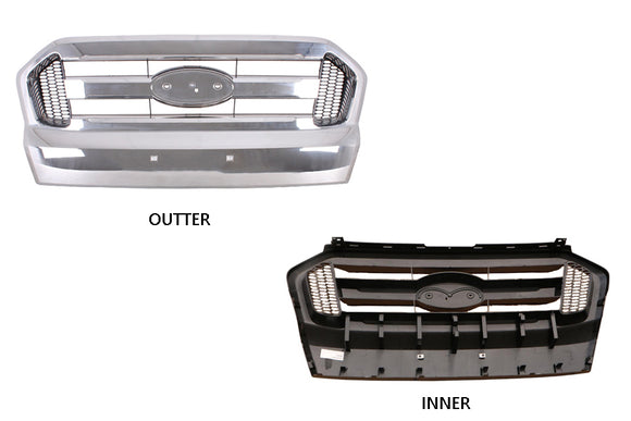Ford Ranger PX Series 2 06/2015-06/2018 Front Grille Chrome