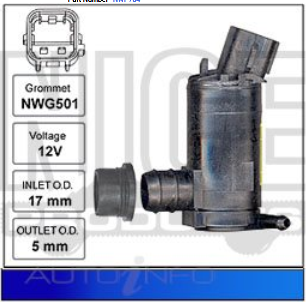 Holden Commodore 08/2006-09/2015 Windscreen Washer Pump 5mm Outlet ...