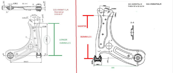 Volkswagen Polo 6R/6C 2010-2017 Lower Control Arm Front Right Hand Side