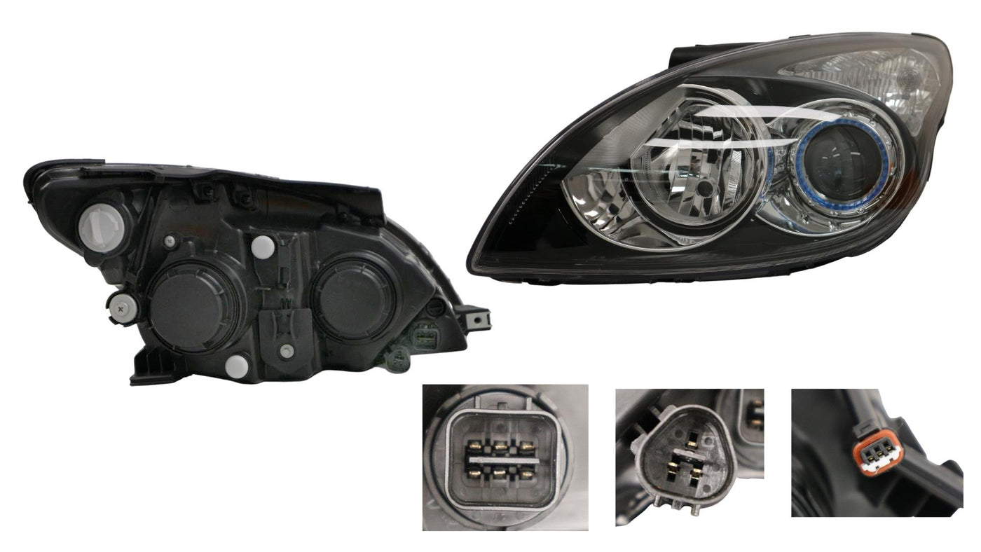 Hyundai i30 FD 04/2010-04/2012 Head Light Left Hand Side Black Manual Adjuster