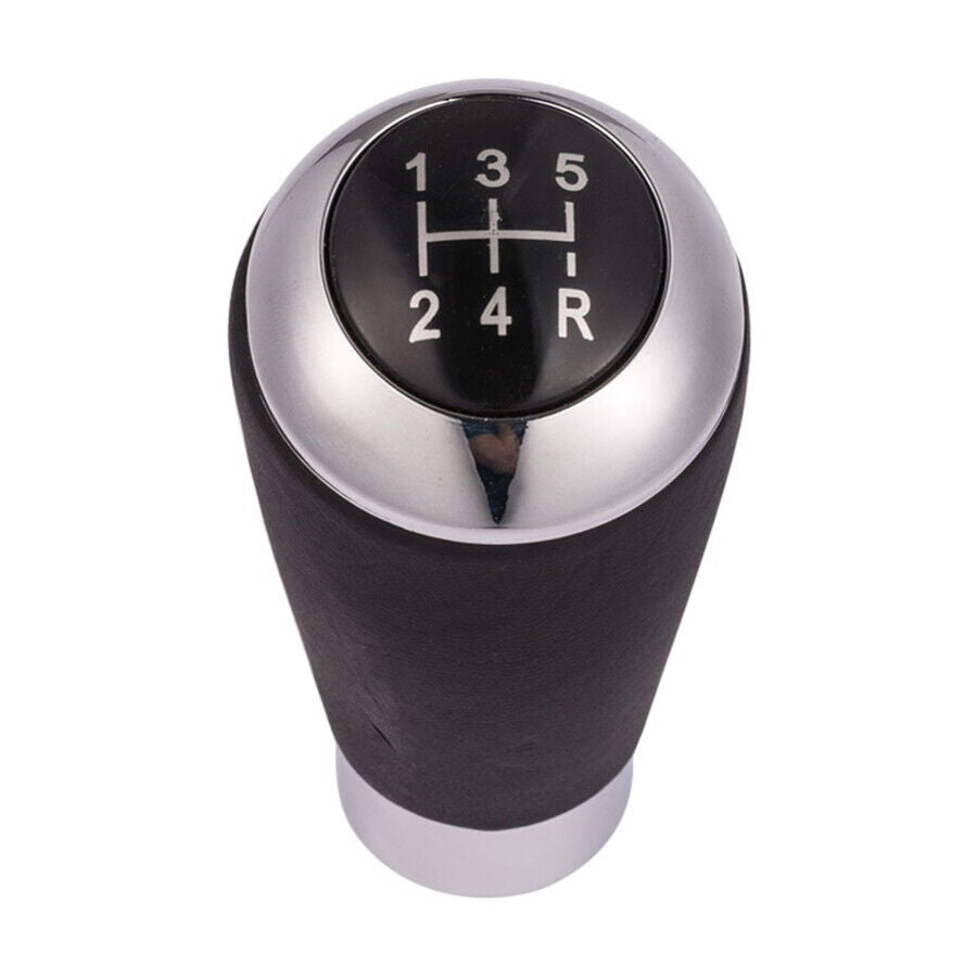 Universal Gear Knob 5 Speed Manual Chrome Black and Leather