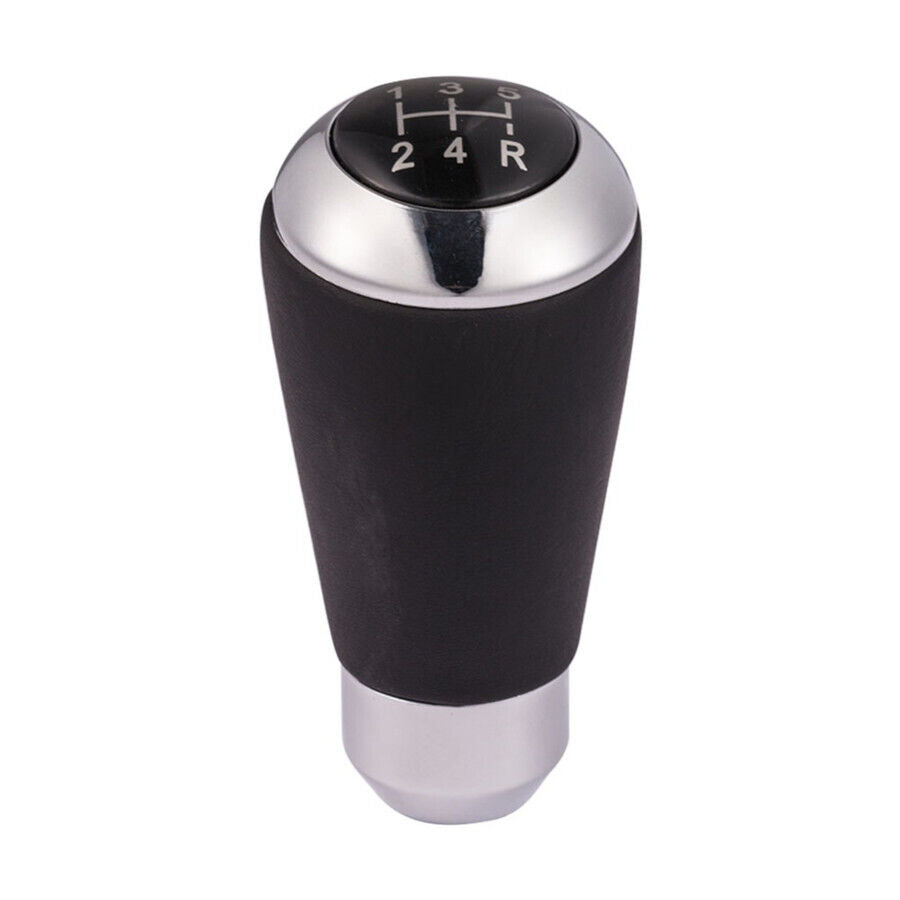 Universal Gear Knob 5 Speed Manual Chrome Black and Leather