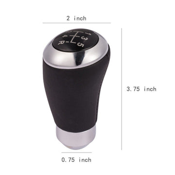Universal Gear Knob 5 Speed Manual Chrome Black and Leather - 0