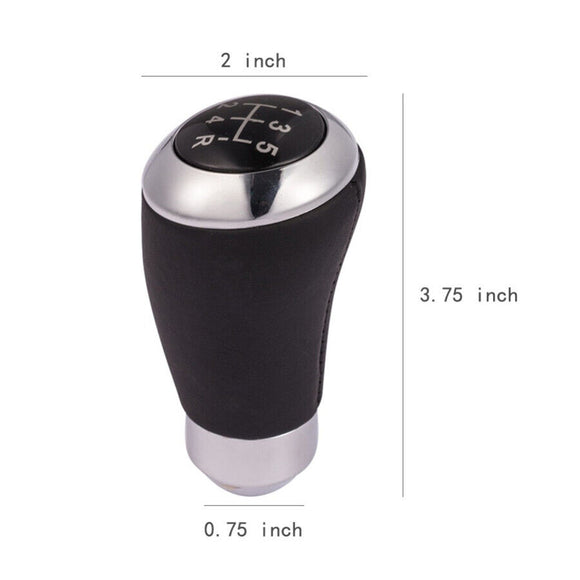 Universal Gear Knob 5 Speed Manual Chrome Black and Leather