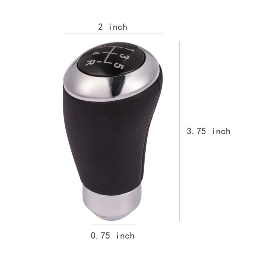 Universal Gear Knob 5 Speed Manual Chrome Black and Leather