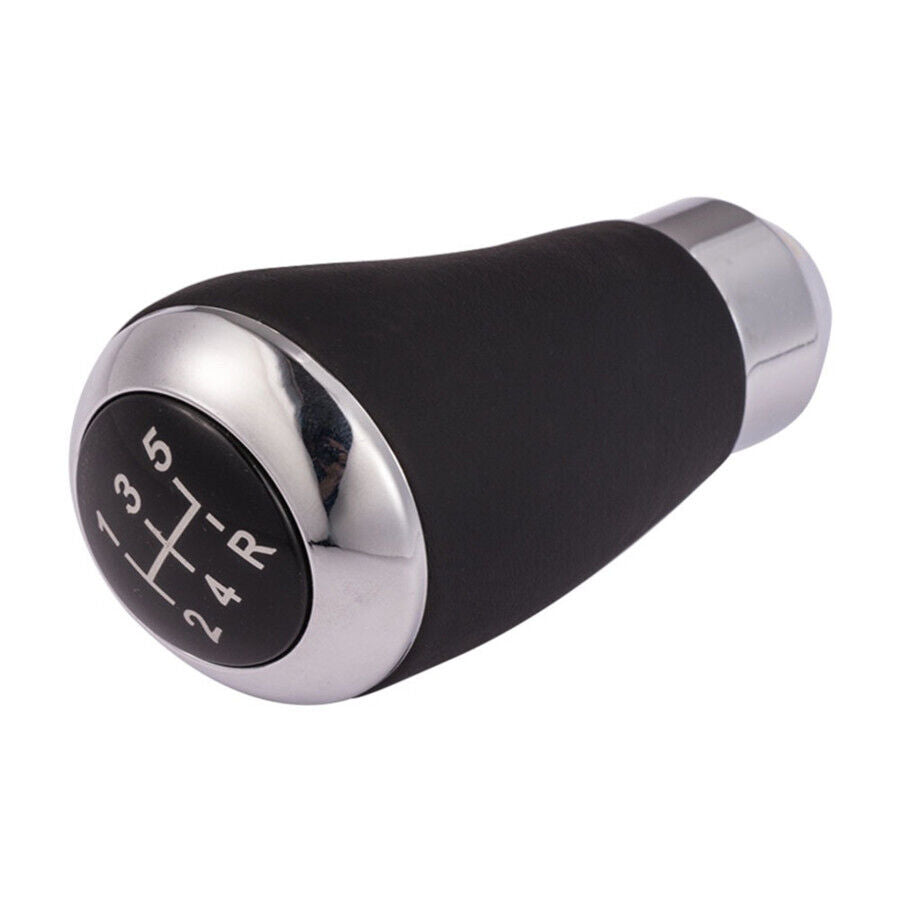 Universal Gear Knob 5 Speed Manual Chrome Black and Leather